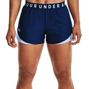 UNDER ARMOUR Navy Blue/White Women's Loose Heat Gear Play Up Shorts 3.0 Size S‎